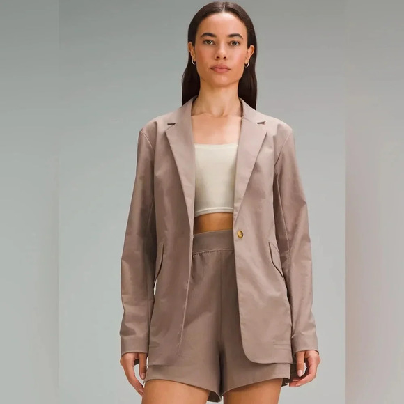 Lululemon Women's Small Relaxed-Fit Twill Blazer Jacket Taupetastic Formal - Picture 1 of 13